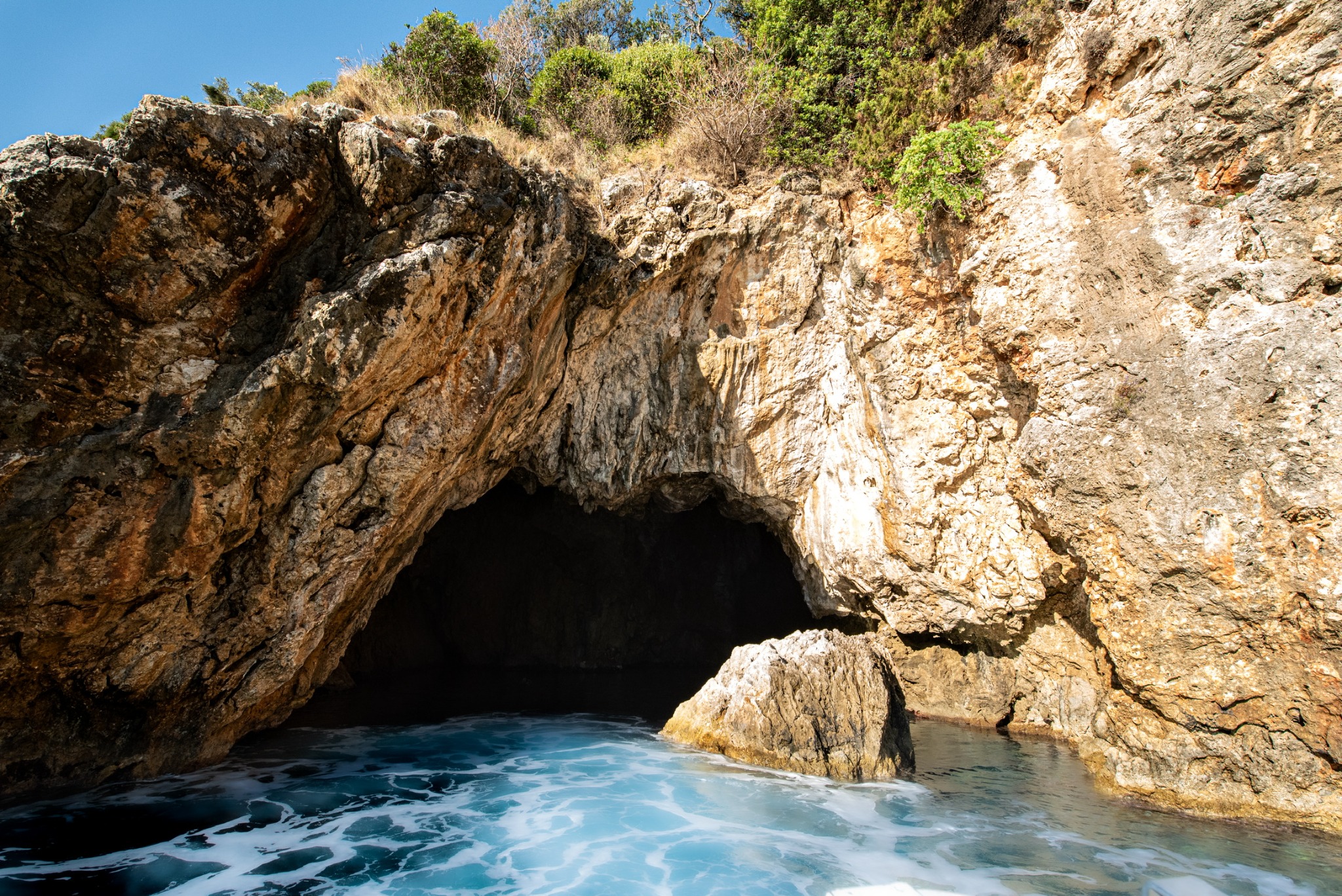 Sea cave on a rocky Mediterranean coast