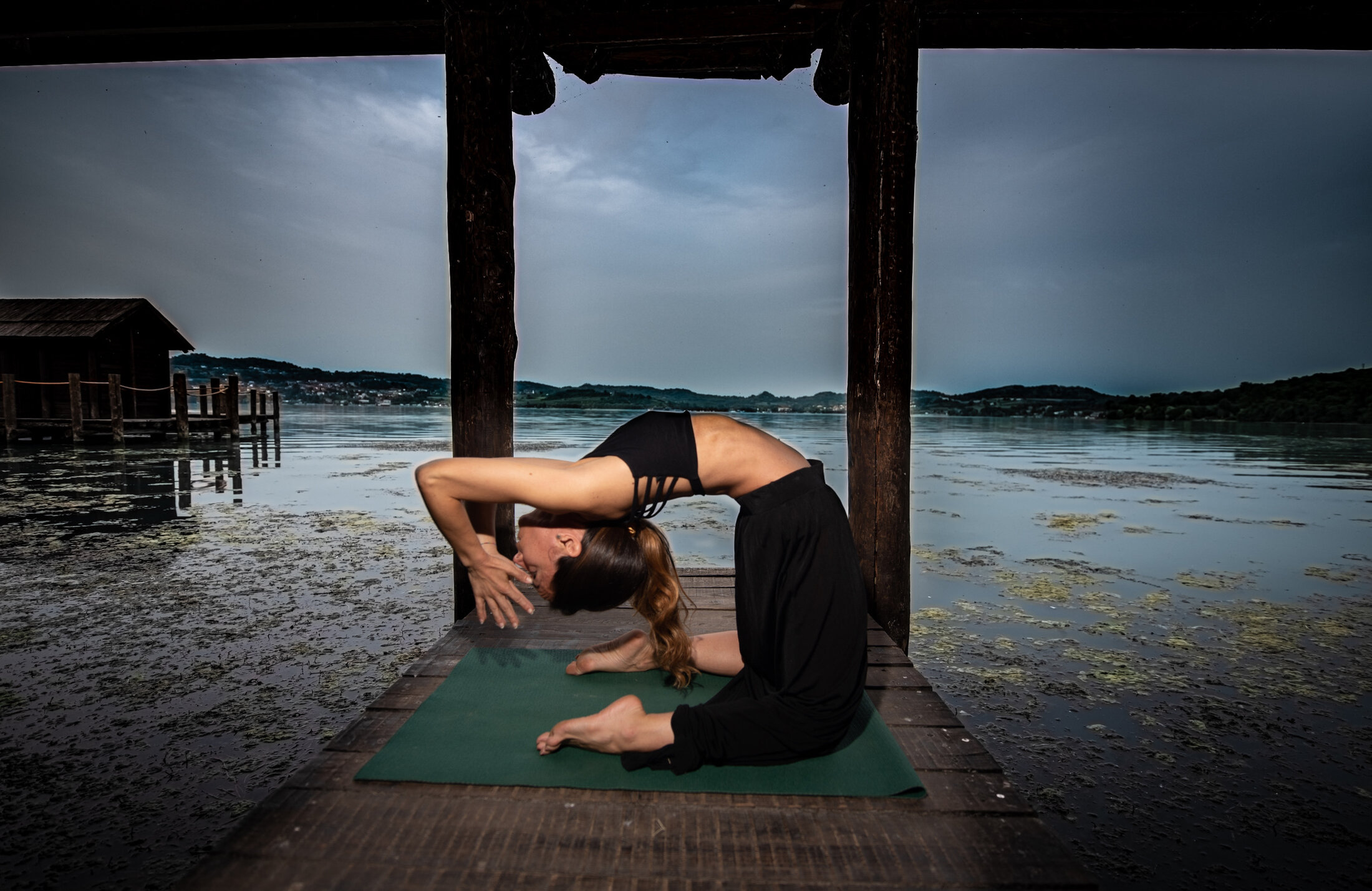 Yoga performance beside the sea