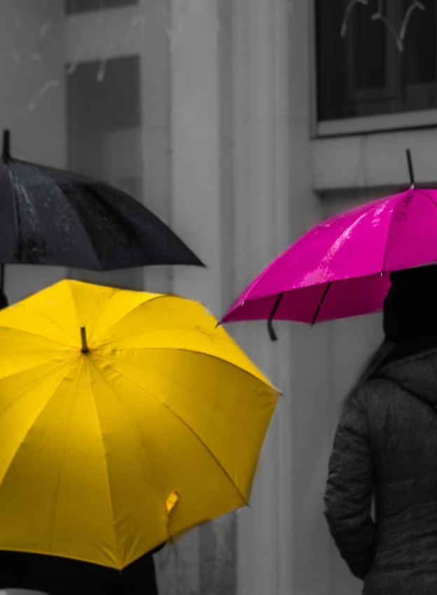 Umbrellas in the rain