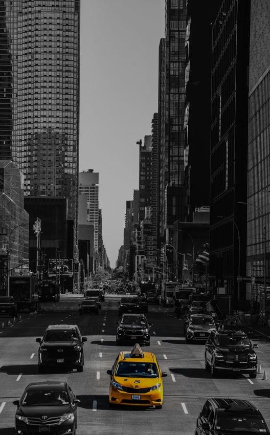 Yellow taxi in Manhattan